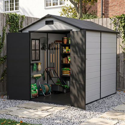 6x8 FT Plastic Outdoor Garden Storage Shed