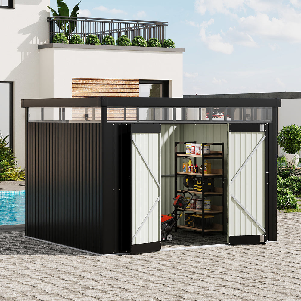 8.5 x 9.7ft Metal Garden Shed with Double Door