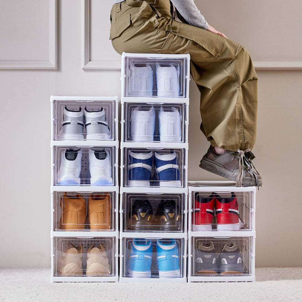 6-Tier Plastic Foldable Shoe Storage Box Unit