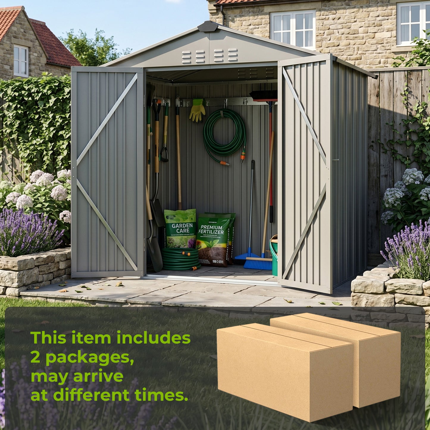 4x6FT Metal Garden Storage Shed with Lockable Door