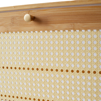 Bamboo Entryway Shoe Cabinet with Double-Row Hooks & Flip-down Shoe Trays