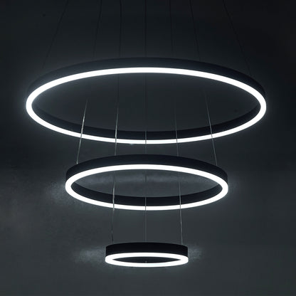 Modern 3 Ring Aluminum Round Hanging LED Pendant Light