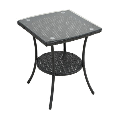3-Piece PE Rattan Wicker Garden Furniture Bistro Set