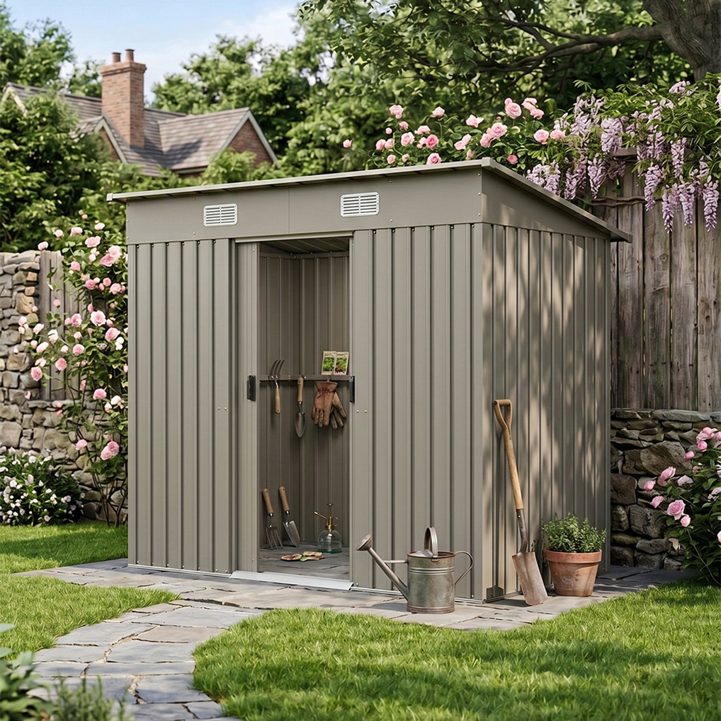4x8FT Metal Garden Storage Shed