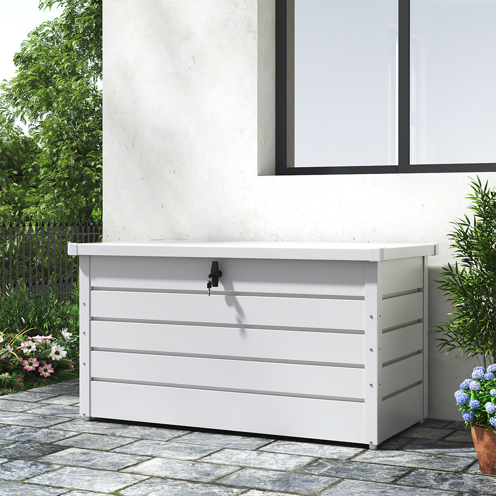 350L Metal Lockable Garden Storage Box Patio Waterproof Box