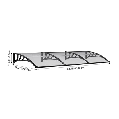 Black Outdoor Door Canopy Window Awning with Drainage Channel