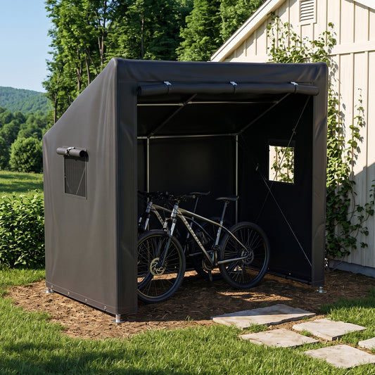 Compact Outdoor Bicycle Storage Shed with Waterproof PE Fabric