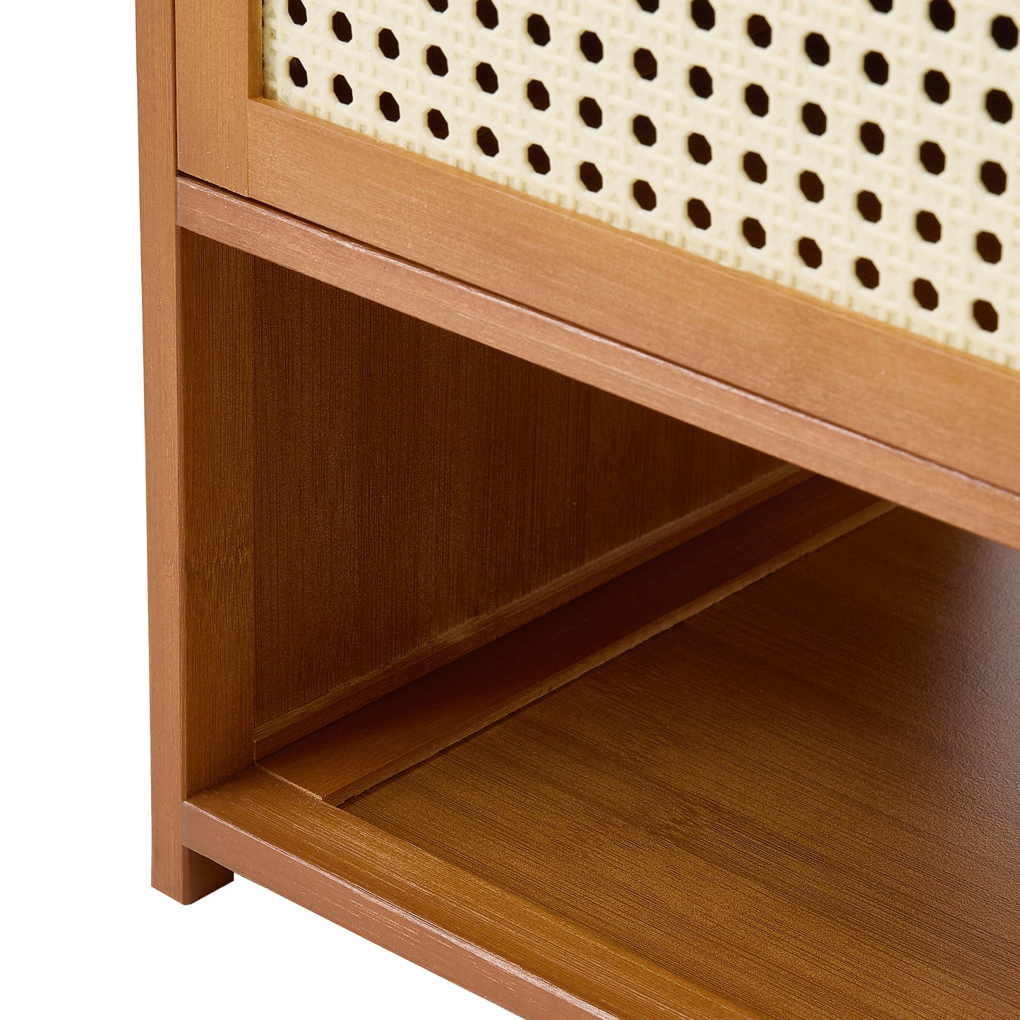 Modern Shoe Storage Cabinet with Rattan-Effect 4 Doors