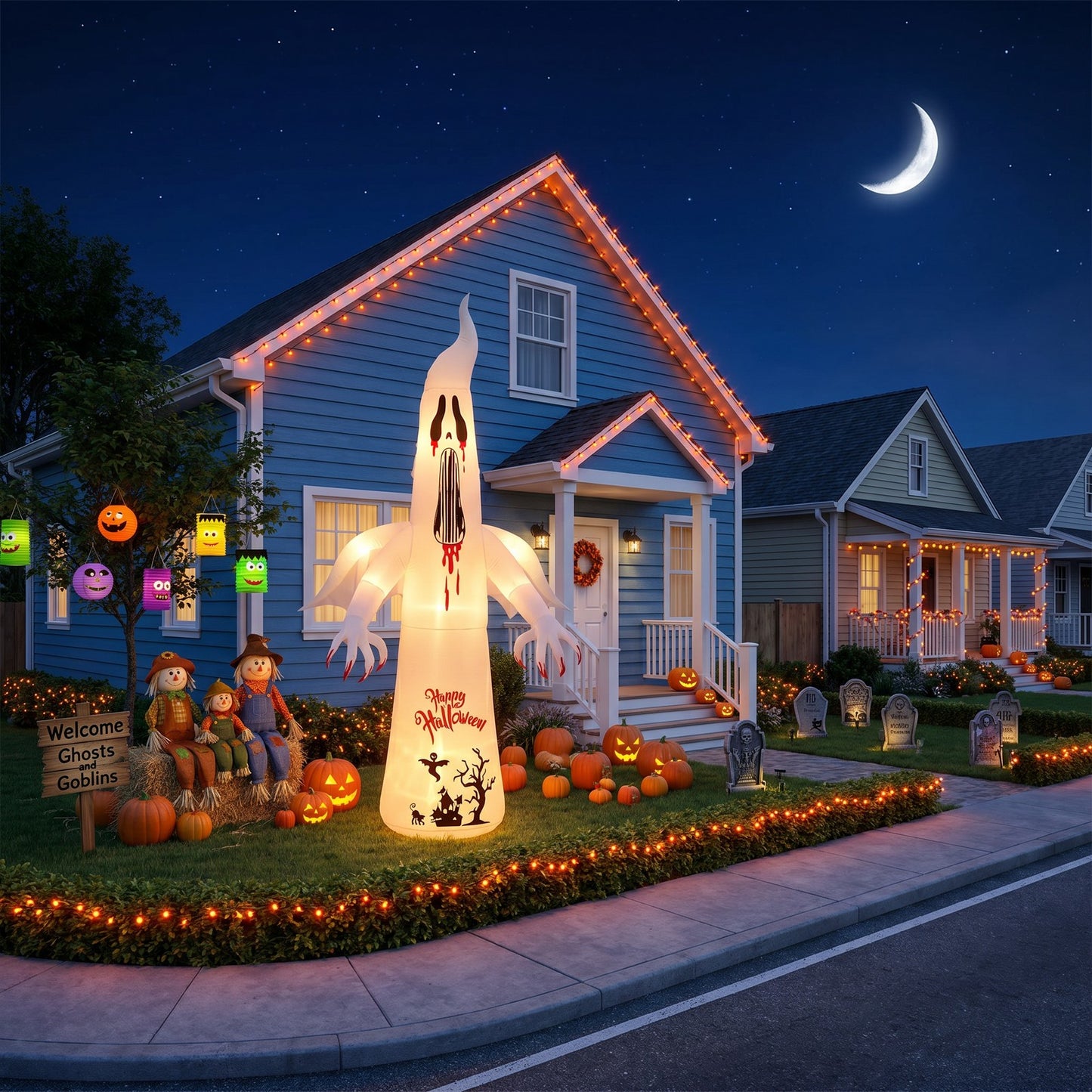 10.2FT Halloween Inflatable Scream Ghost Decoration with Built-in Lights