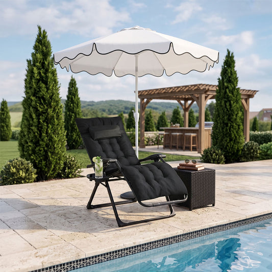 Zero Gravity Outdoor Recliner with Seat Cushion & Headrest