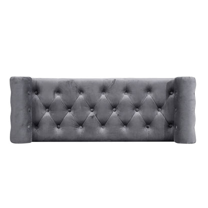 Grey/Beige Flip Top Storage Bench with Side Arms