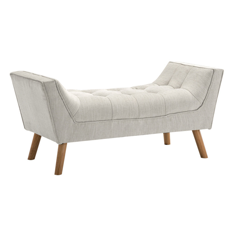 Soft Chenille Upholstered Bench with Wooden Legs