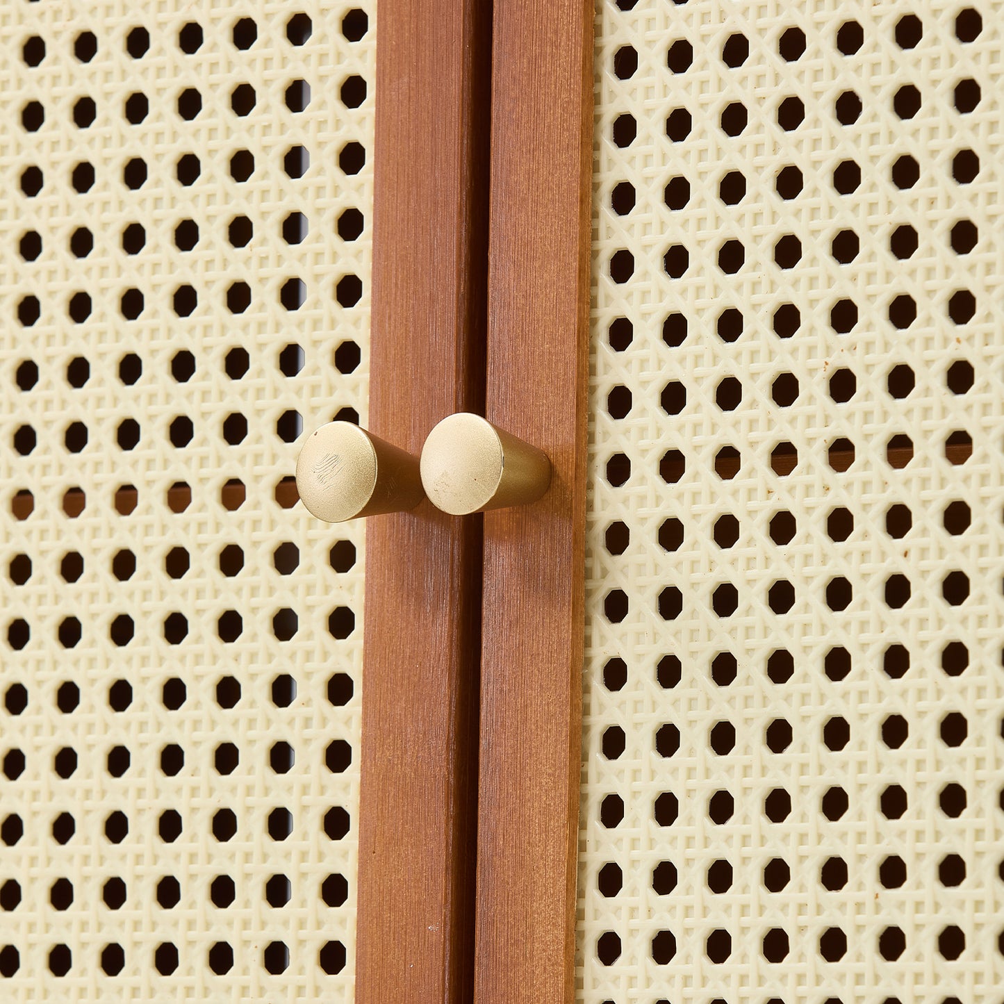 111CM H Modern Shoe Storage Cabinet with Rattan-Effect Doors