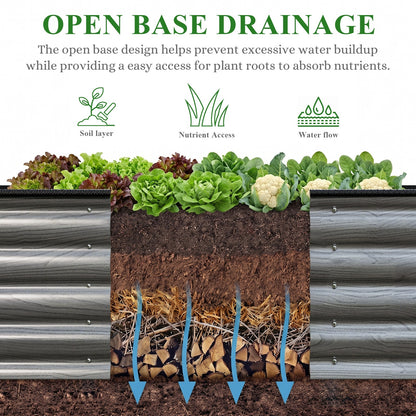 Outdoor Galvanized Steel Raised Garden Bed with Trellis