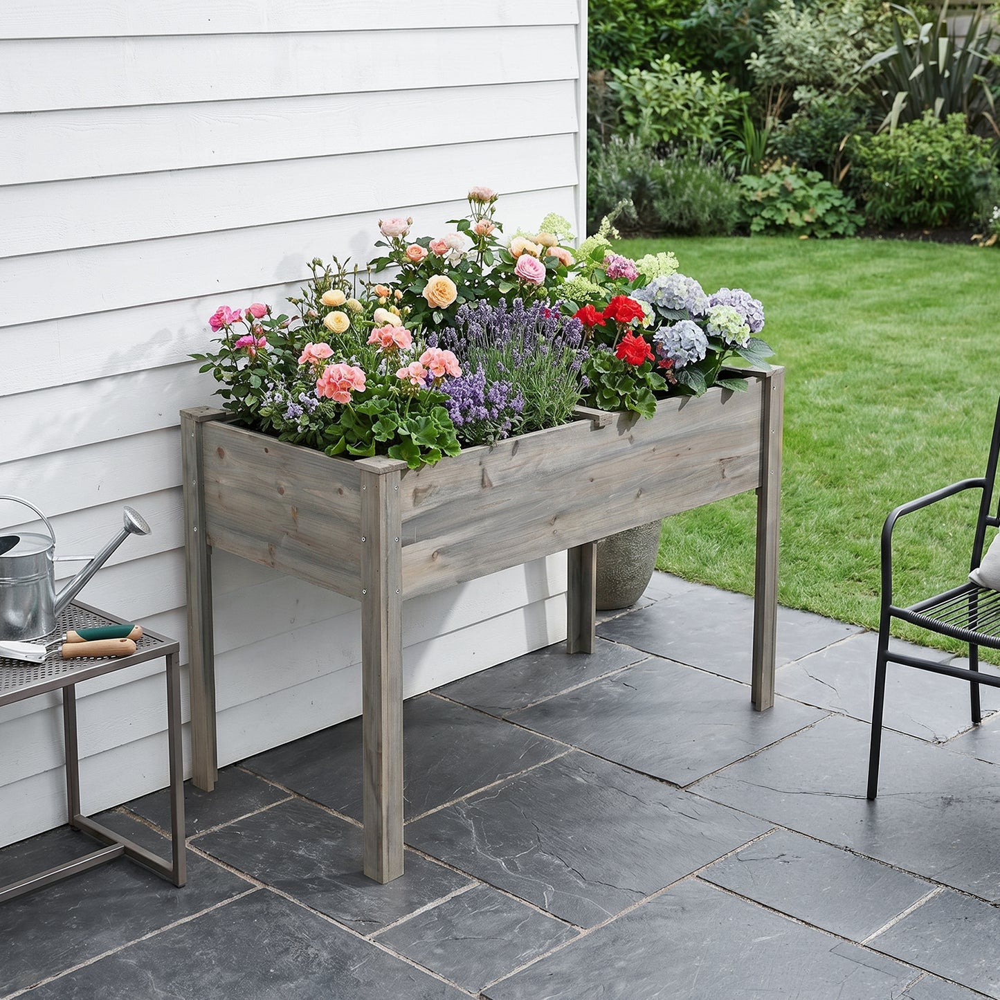 Elevated Rectangular Raised Garden Bed with Drainage Holes