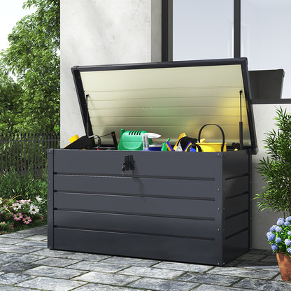 350L Metal Lockable Garden Storage Box Patio Waterproof Box