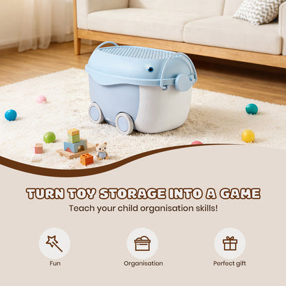 Dolphin-Shaped Toy Storage Box on Wheels
