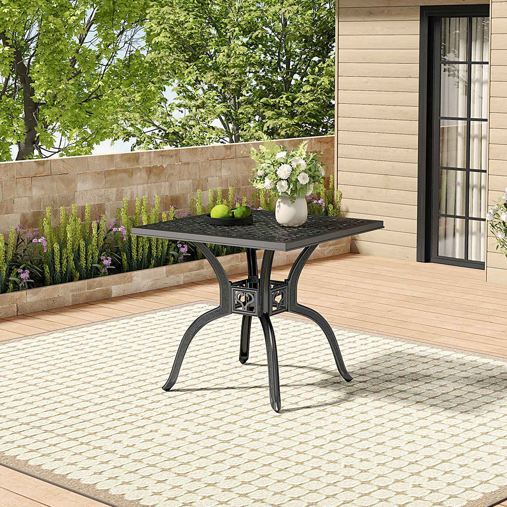 Black Cast Aluminum Outdoor Dining Table