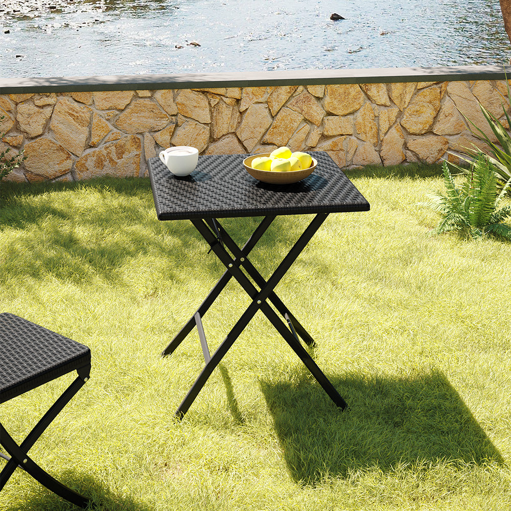 Square Rattan Folding Outdoor Bistro Table