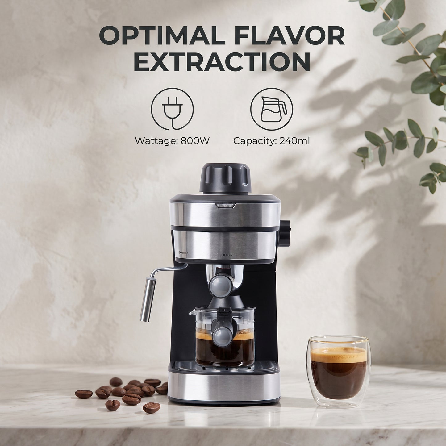 Espresso Coffee Machine with Milk Frother