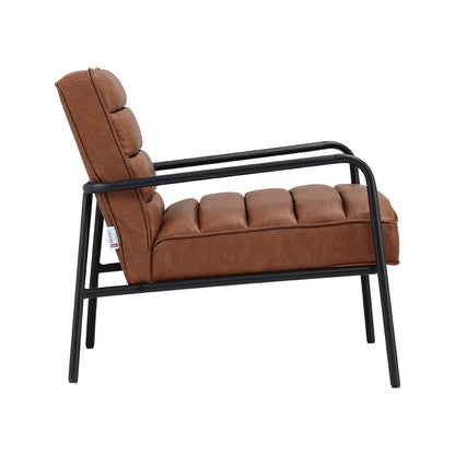 Leisure Soft PU Leather Cushioned Accent Armchair with Metal Frame