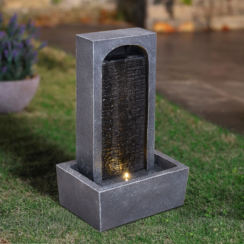 LED Outdoor Solar Slate Effect Garden Water Fountain