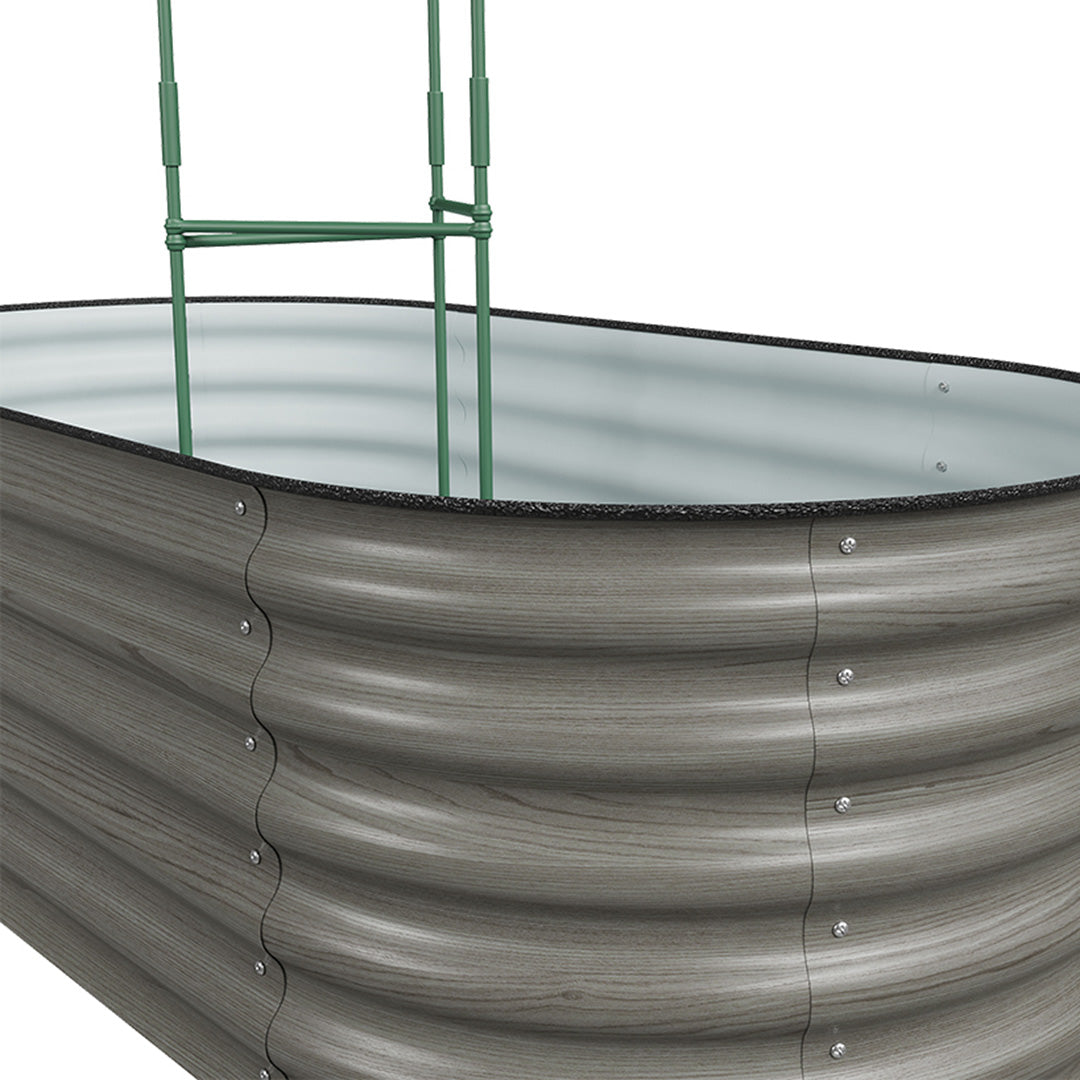 Outdoor Galvanized Steel Raised Garden Bed with Trellis