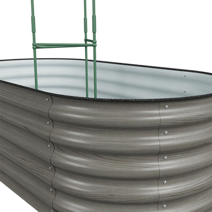 Outdoor Galvanized Steel Raised Garden Bed with Trellis