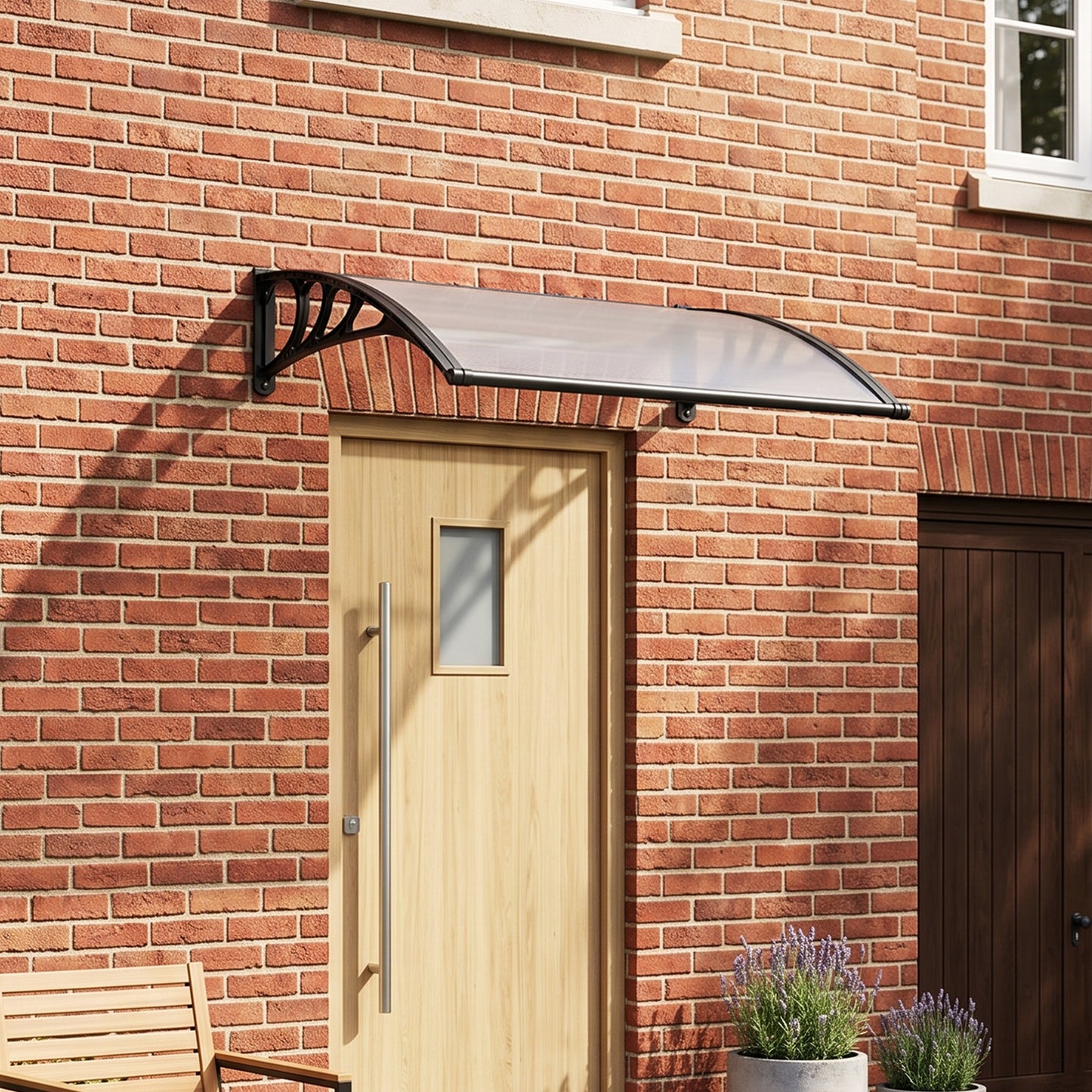 Black Outdoor Door Canopy Window Awning with Drainage Channel