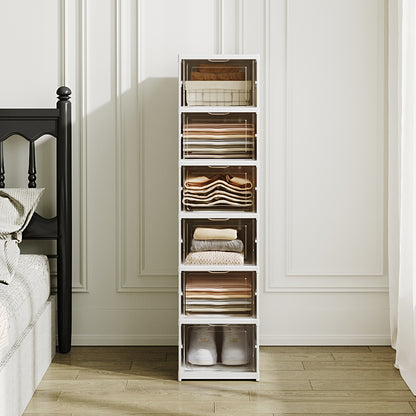 6-Tier Plastic Foldable Shoe Storage Box Unit