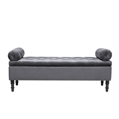 Grey/Beige Flip Top Storage Bench with Side Arms