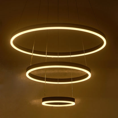 Modern 3 Ring Aluminum Round Hanging LED Pendant Light