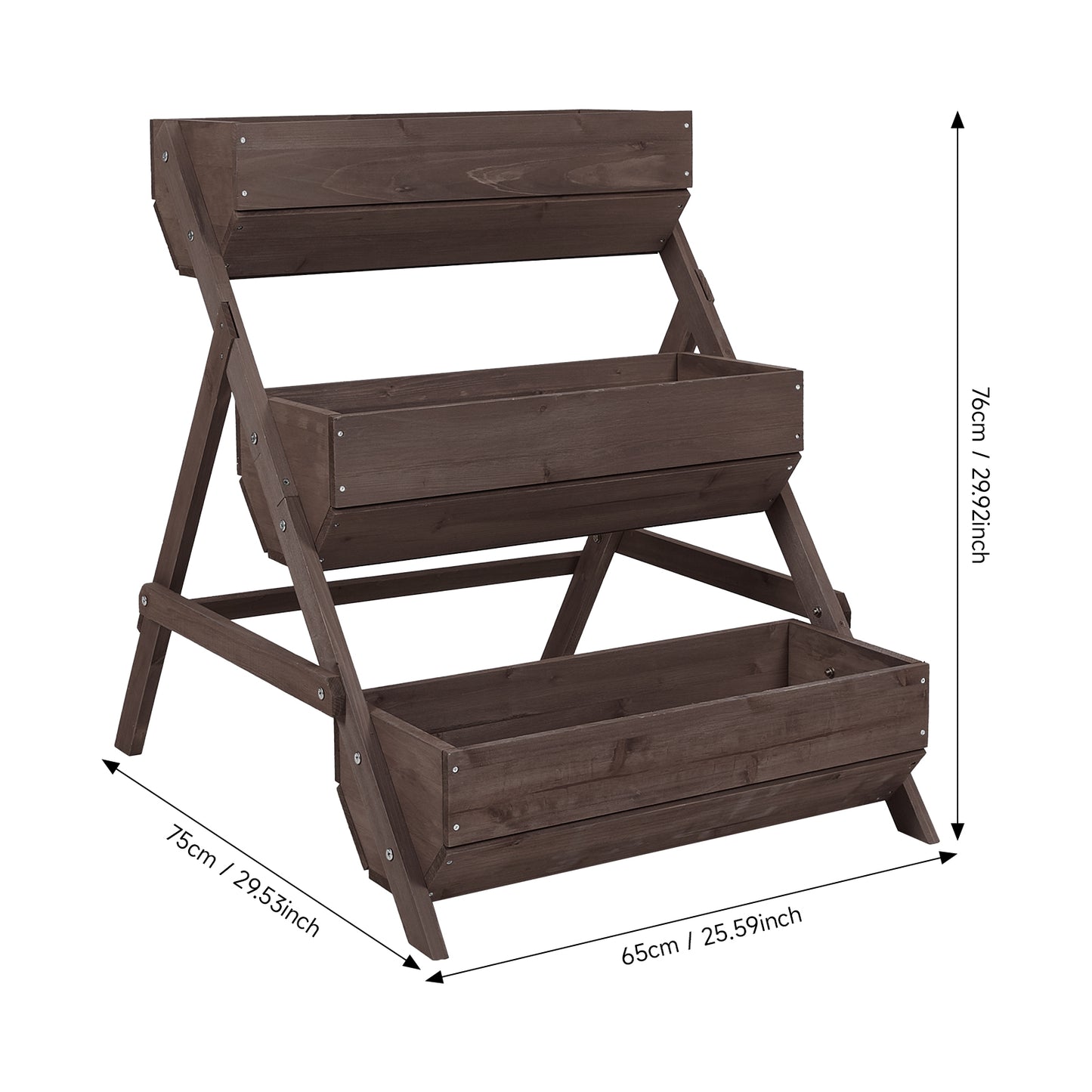 3-Tier Wooden Planter Box with Drainage Holes