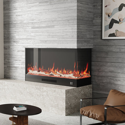 Modern Recessed Electric Fireplace with Remote