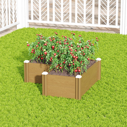 Plastic Wood-Grain Raised Garden Bed Planter