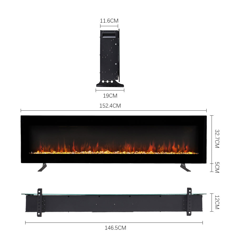 40/50/60 Inch Wall Mount Electric Multicolored Fire Fireplace