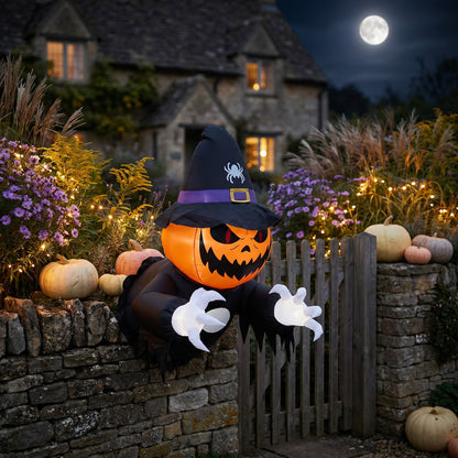 100cm Blow-Up Halloween Pumpkin Witch Inflatable Decoration with Built-in LED Lights