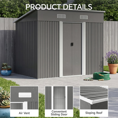 Metal Garden Storage Shed with Skillion Roof Top and Metal Base
