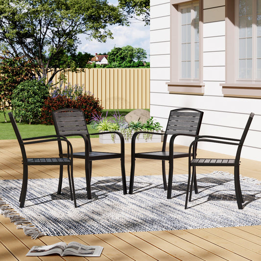 Wood Plastic Composite Outdoor Dining Armchairs Set of 4