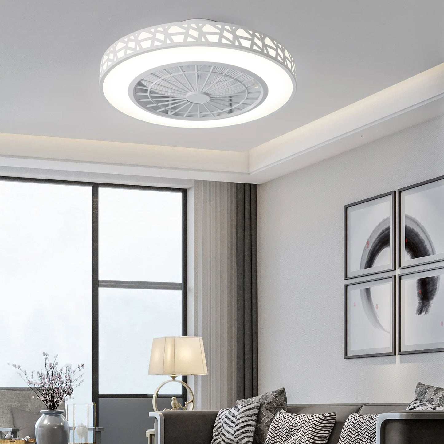 Round Acrylic LED Ceiling Light Fan with Remote Control
