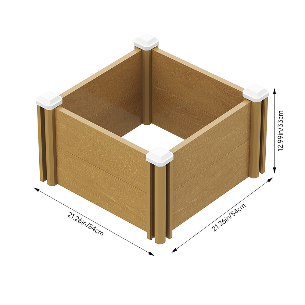 Plastic Wood-Grain Raised Garden Bed Planter