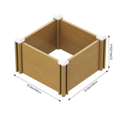 Plastic Wood-Grain Raised Garden Bed Planter