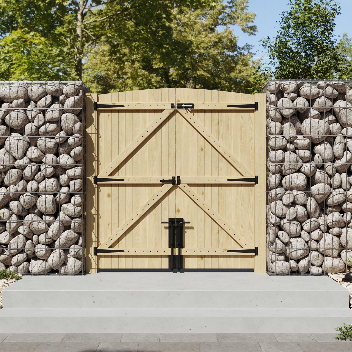 6ft x 6ft Heavy Duty Wooden Double Door with Reinforced Braces