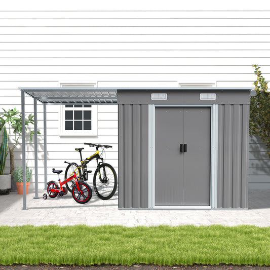 Outdoor Metal Storage Shed with Lean-to