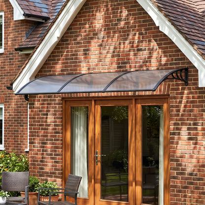 Black Outdoor Door Canopy Window Awning with Drainage Channel