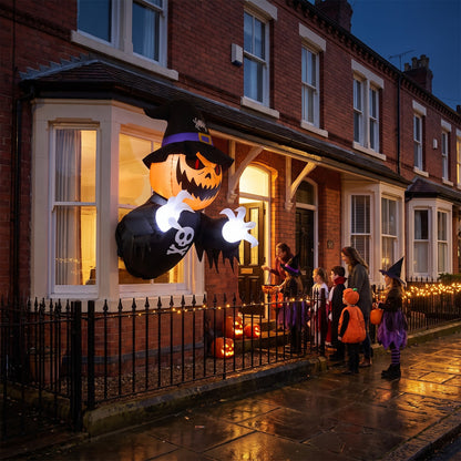 100cm Blow-Up Halloween Pumpkin Witch Inflatable Decoration with Built-in LED Lights