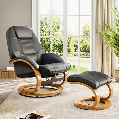 Black Ergonomic Executive Office Reclining Chair with Footstool