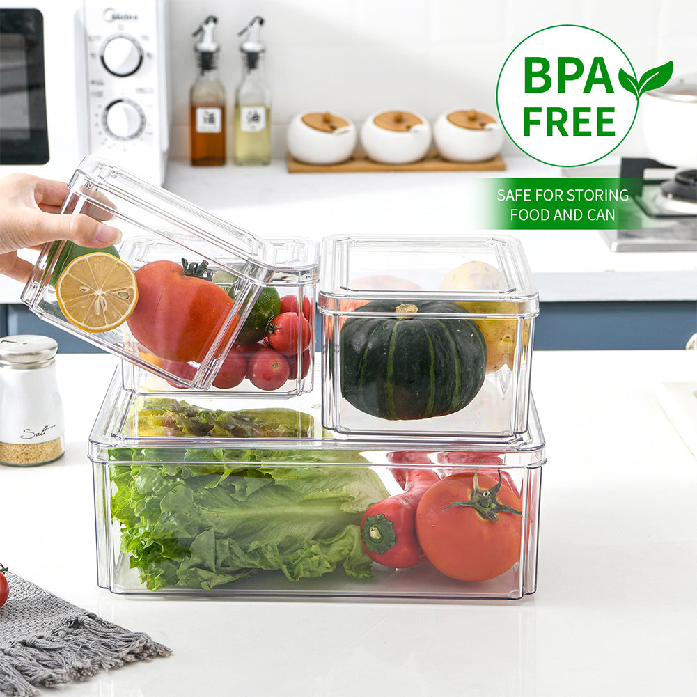 4Pcs Transparent Refrigerator Bins Organizer Set
