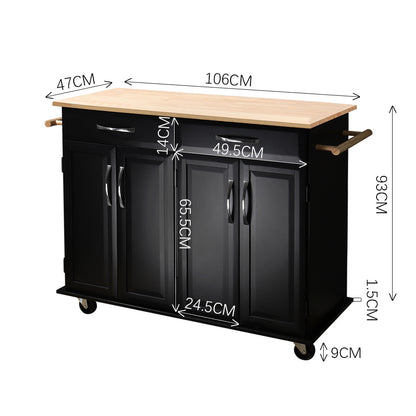 White/Black Large Catering Trolley Cart with Drawers and Cabinets