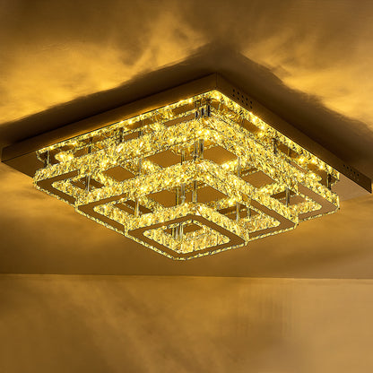 Square Large-size Glamourous Crystal LED Ceiling Light